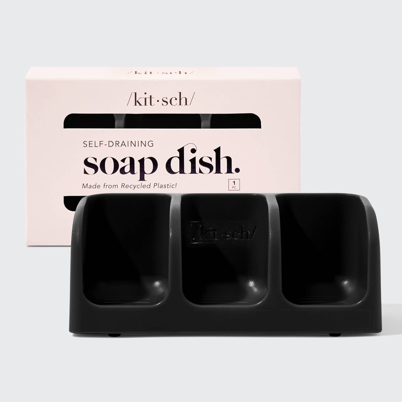 Self-Draining Soap Dish - Black, saippua-alunen
