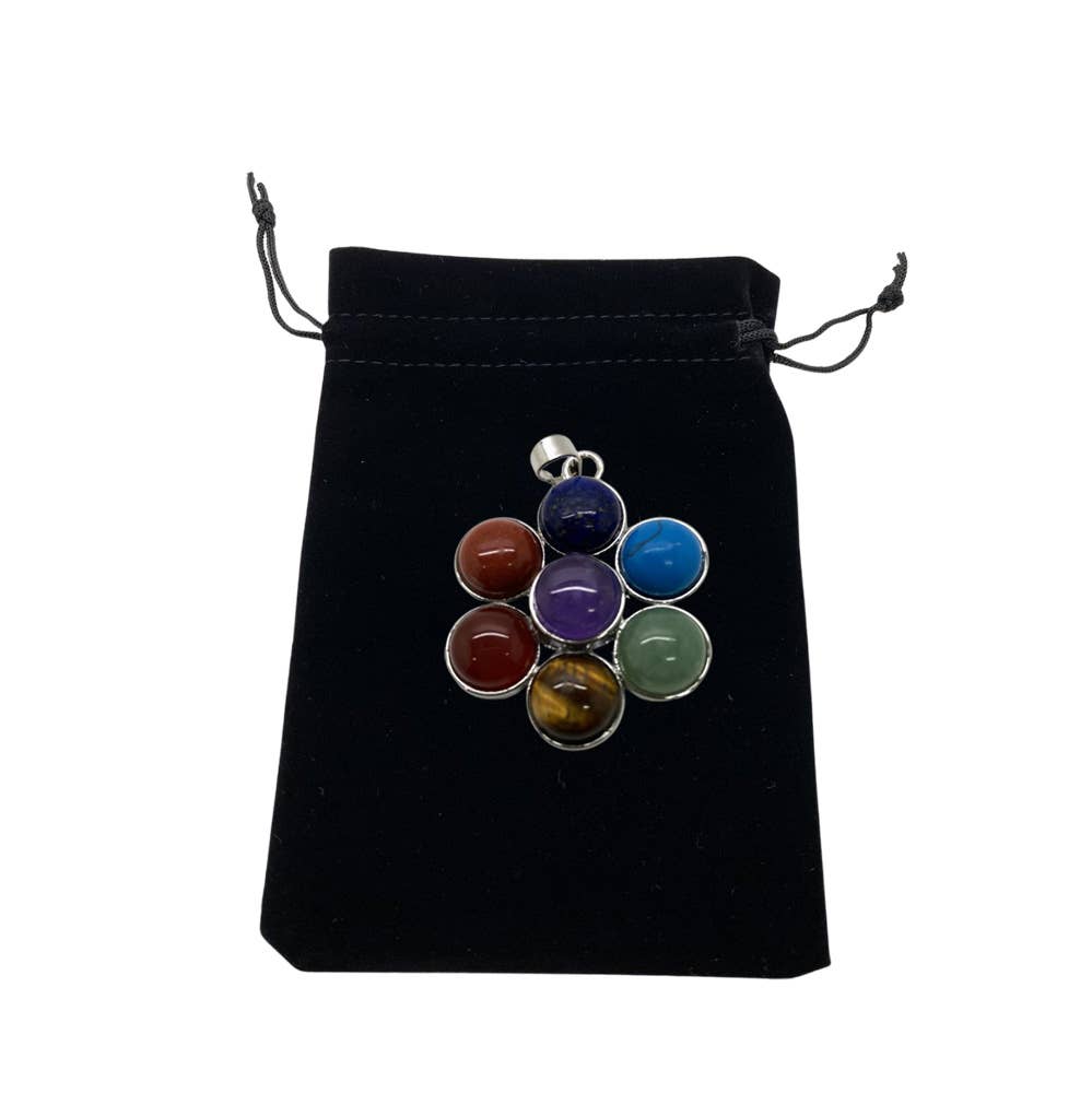 Flower Brass Gemstone Pendant