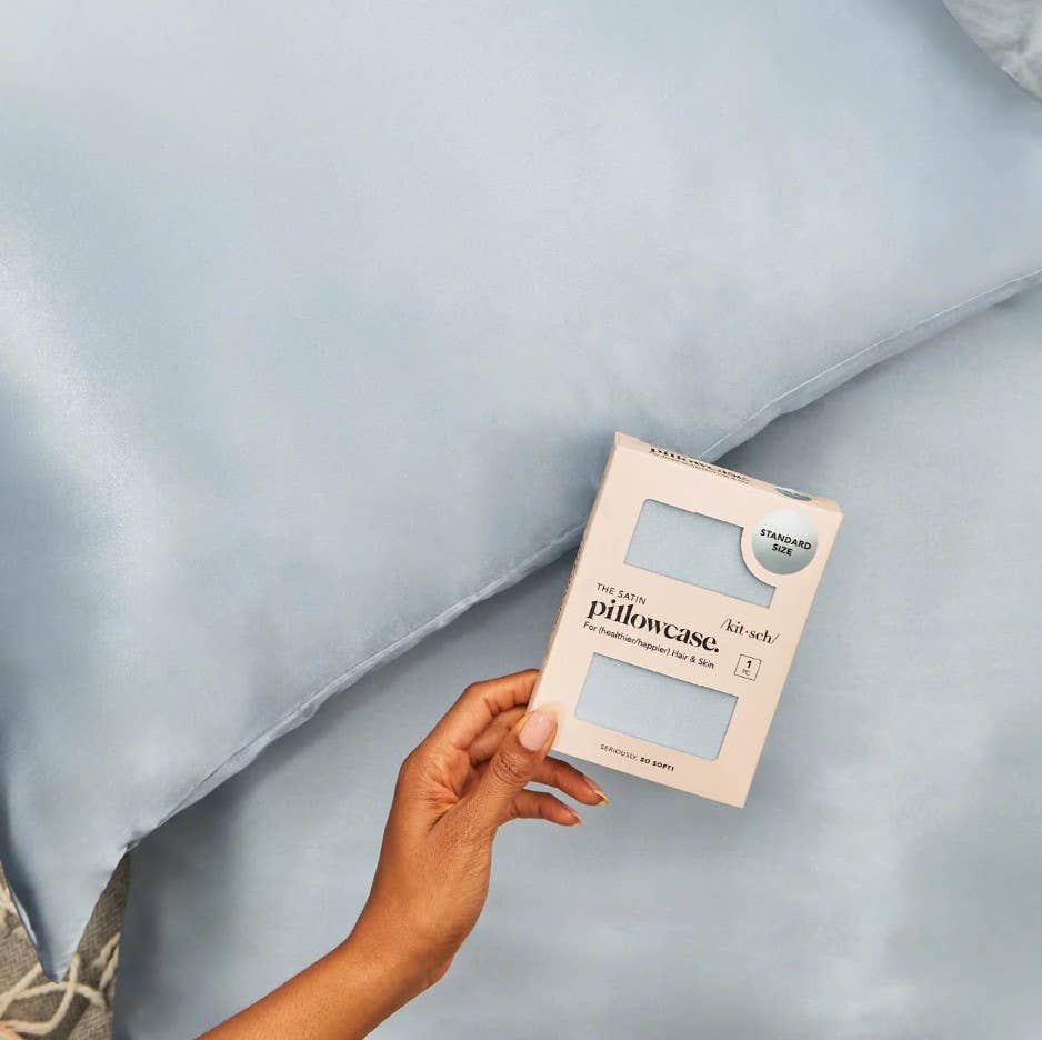 Kitsch The Satin Pillowcase - Haze Blue - satiinityynyliina