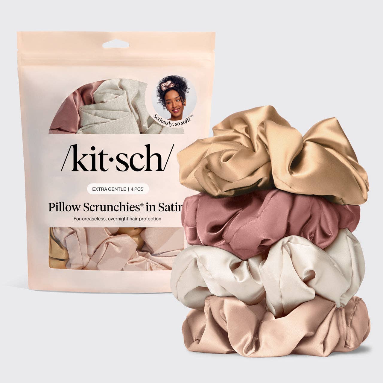 Kitsch Pillow Scrunchies® in Satin 4kpl - Blush