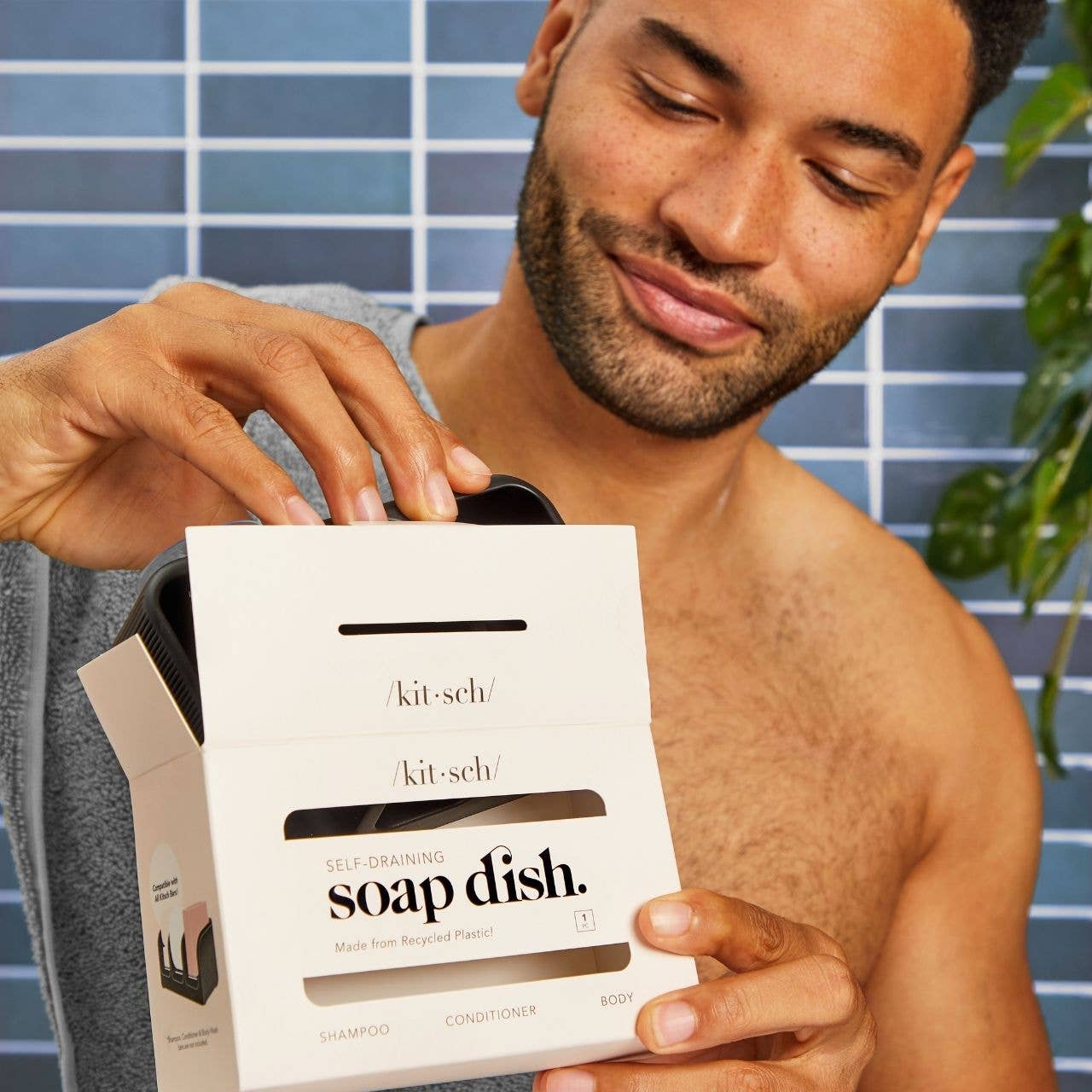 Self-Draining Soap Dish - Black, saippua-alunen