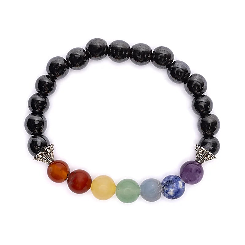 Rannekoru 8mm Chakra Hematiitti