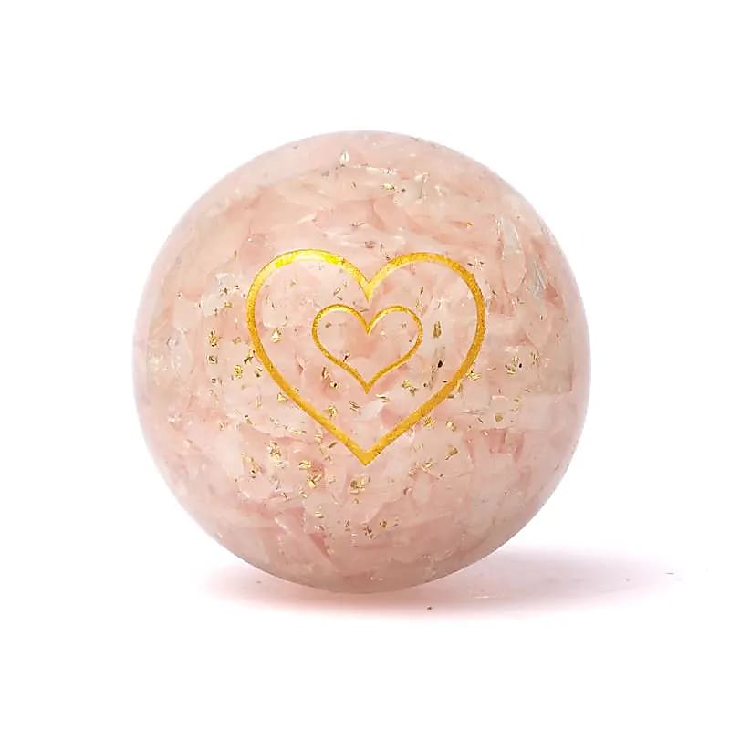 Orgoniittipallo Ruusukvartsi -sydän