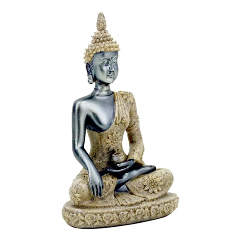 Buddha hopean värinen, 10cm