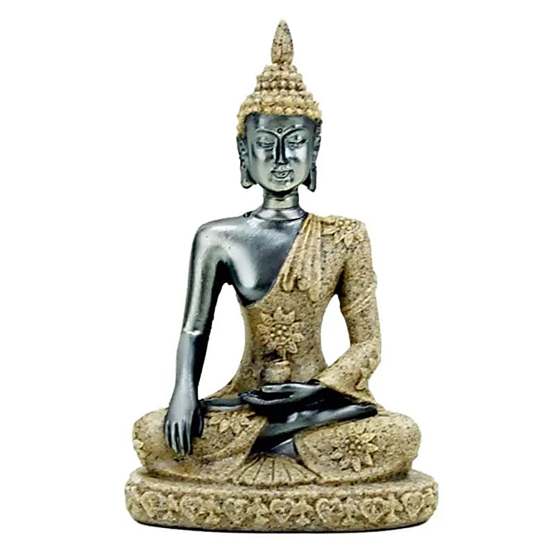 Buddha hopean värinen, 10cm