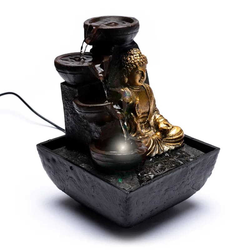 Buddha-pöytävesisuihkulähde LED-valolla – Feng Shui sisustukseen