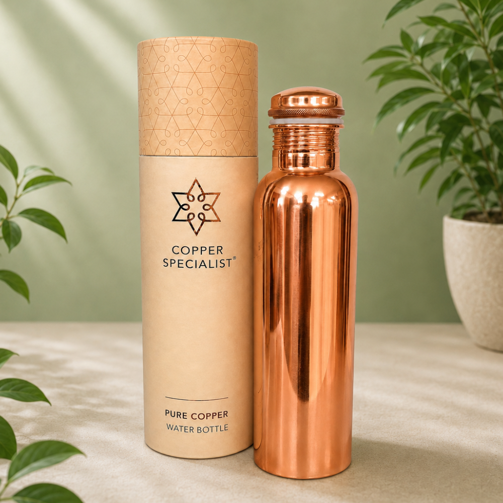 Pure copper water bottle – smoothly polished – 950ml