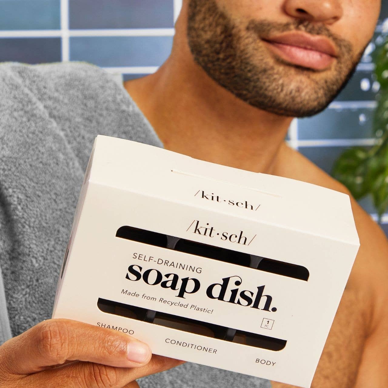 Self-Draining Soap Dish - Black, saippua-alunen