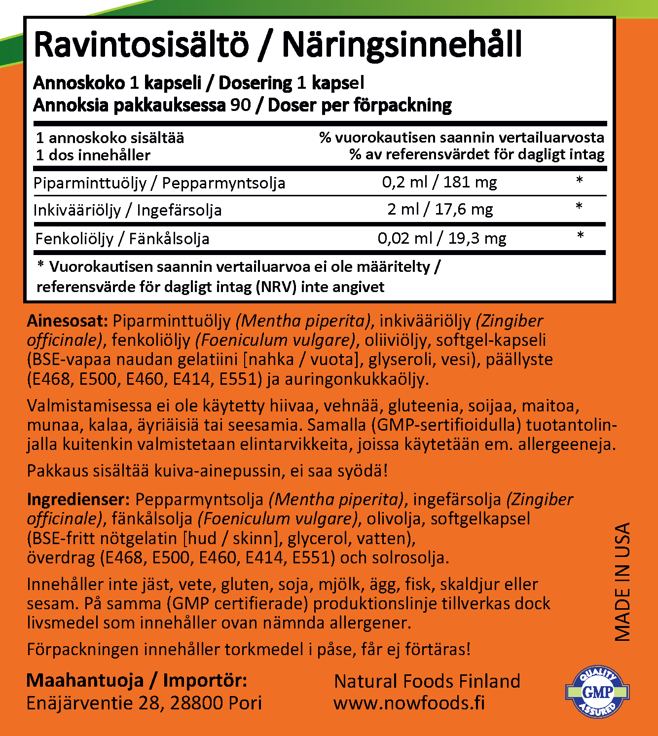 Peppermint Gels 90kps - piparminttukapseli