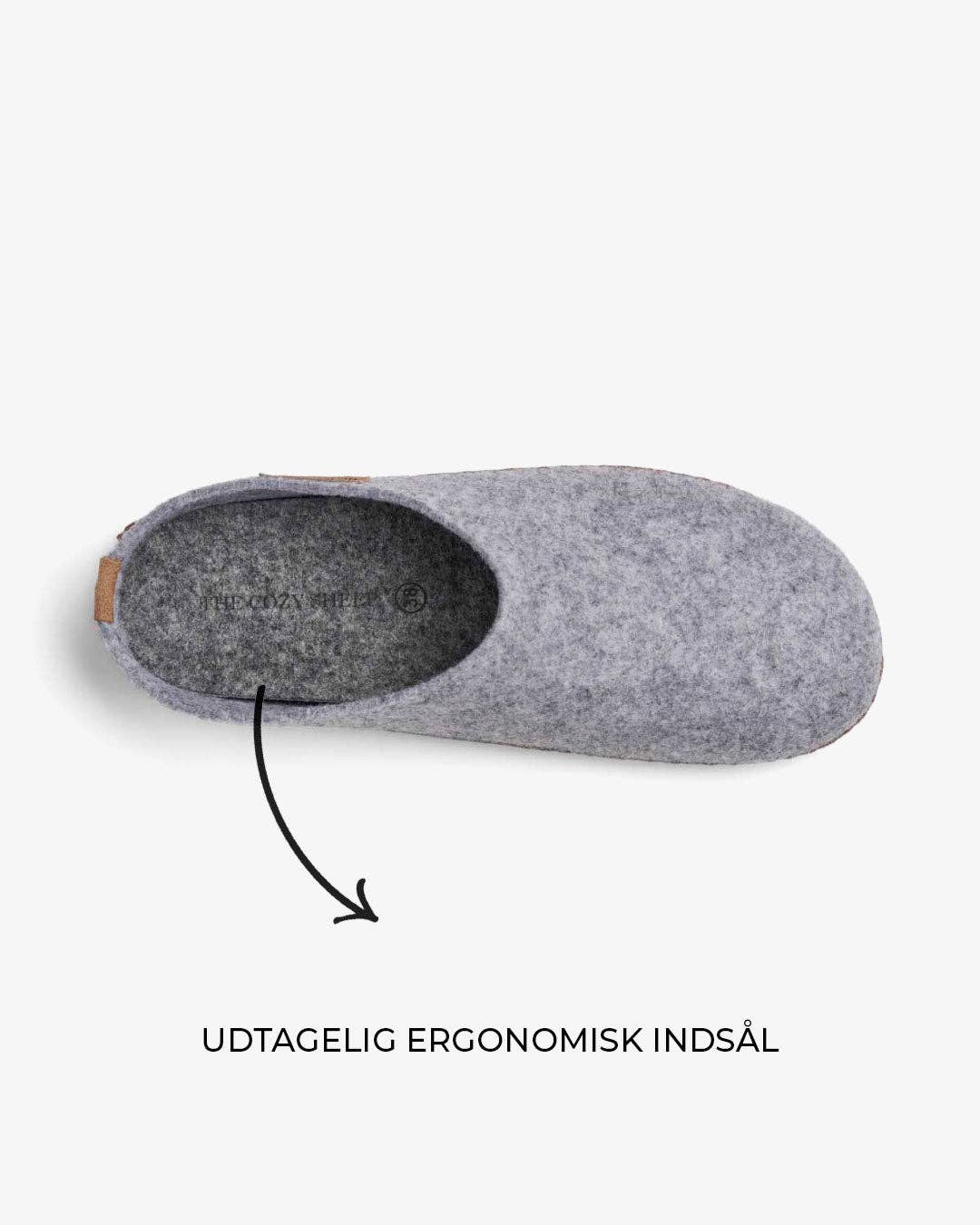 Lampaanvillatohvelit vaaleanharmaa, nahkapohja