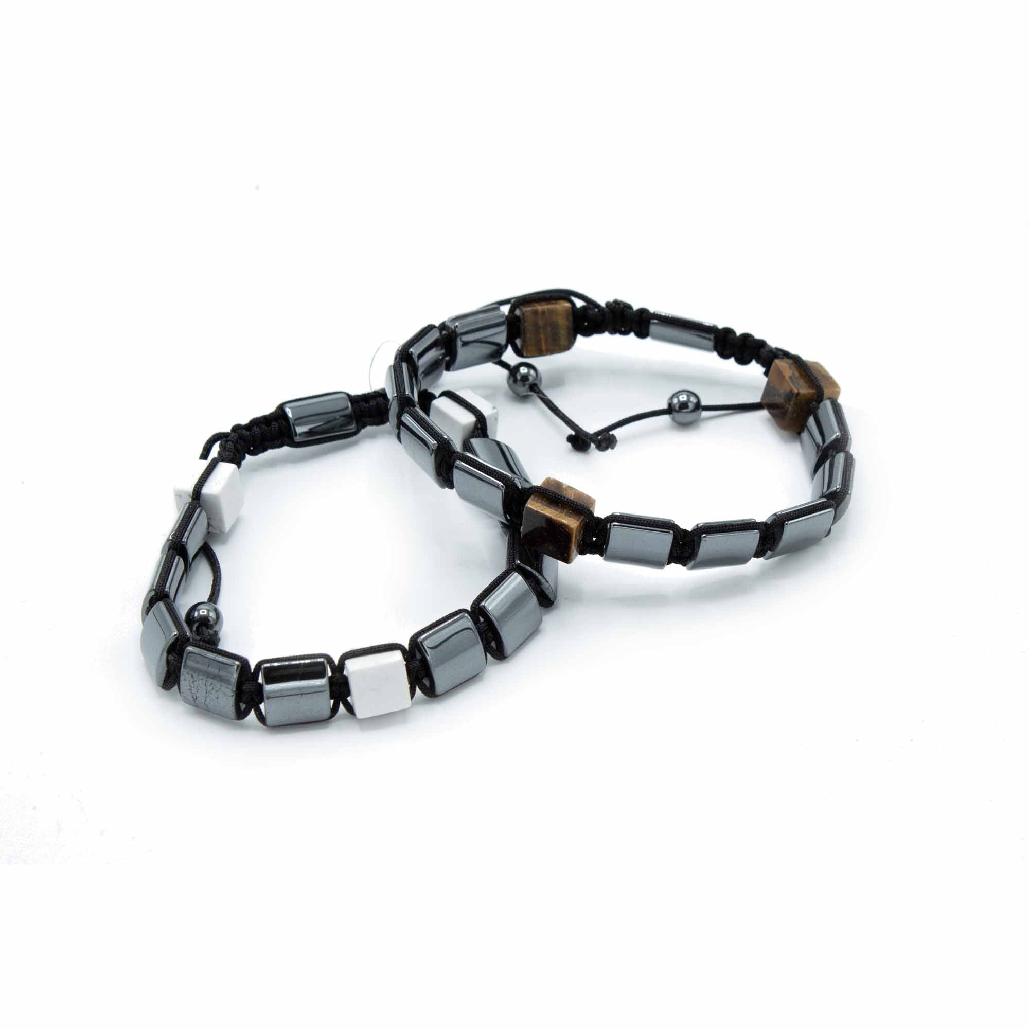 Magneettinen Hematiitti-Tiikerinsilmä Shamballa-rannekoru