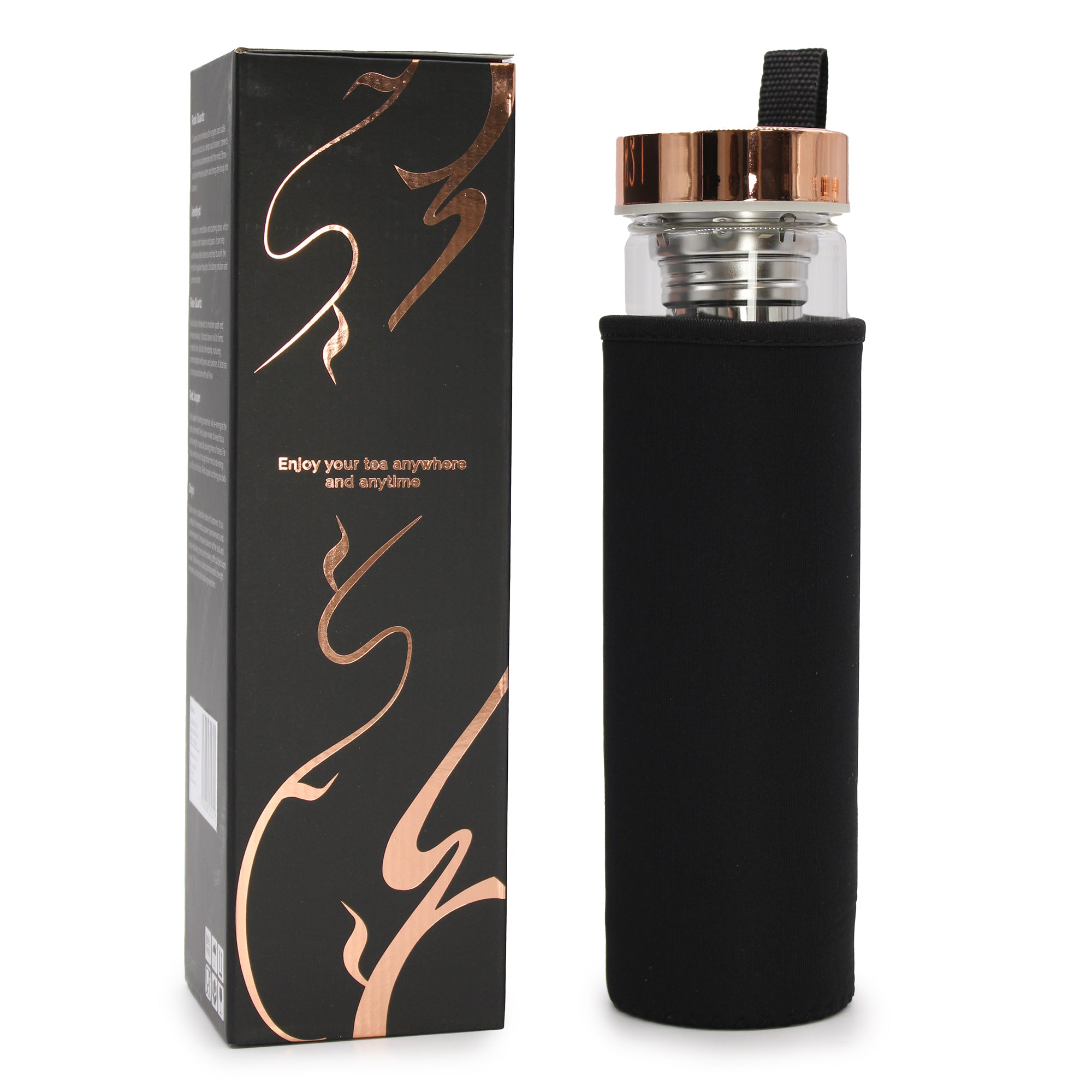 Lasipullo teesiivilällä 500ml- Onyx