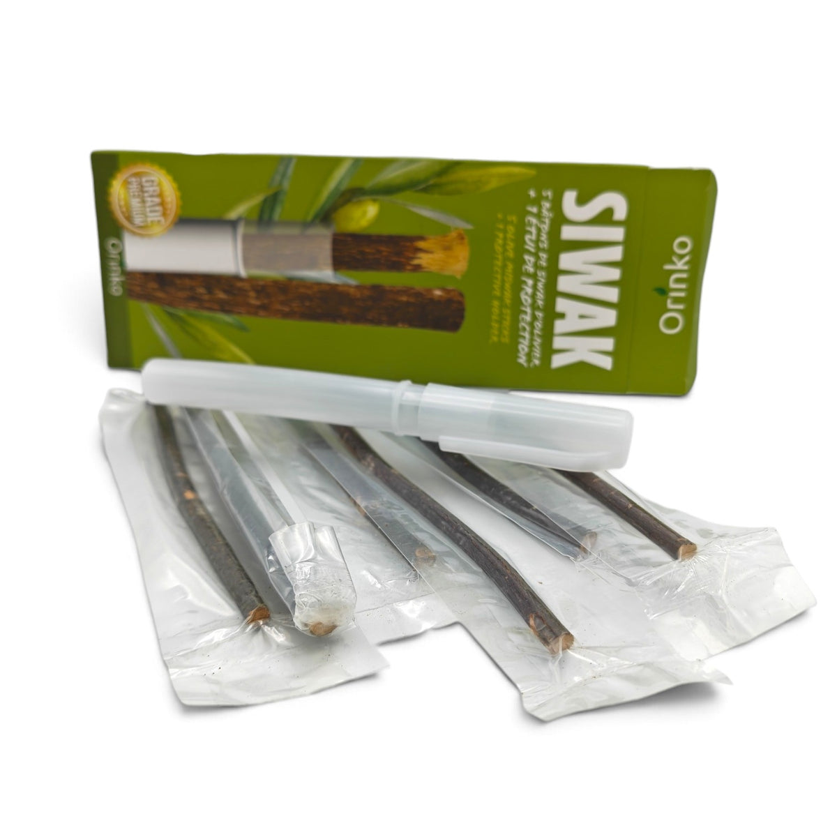 Olive Miswak Siwak Hammastikku x5 + 1 suojakotelo