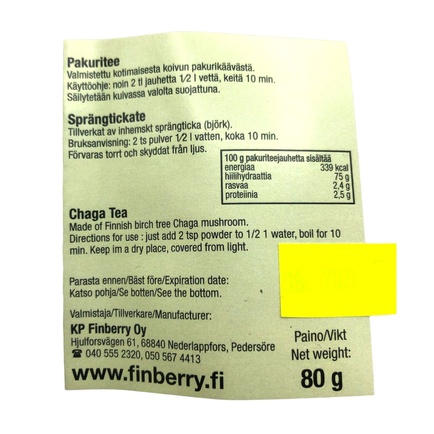 Pakurikääpäjauhe 80g Kotimainen