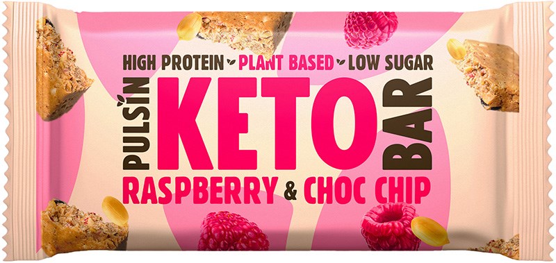 Pulsin Keto-proteiinipatukka Vadelma & Suklaahippu 50g