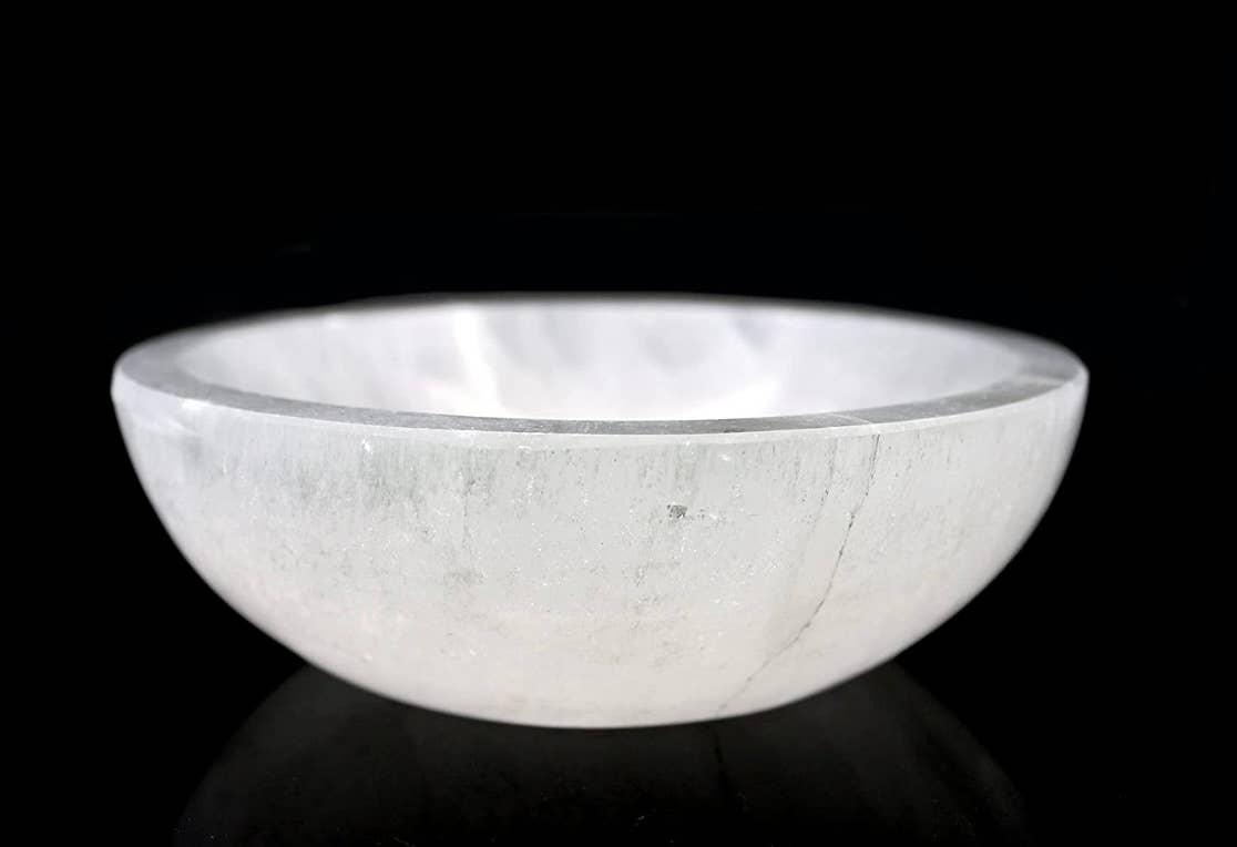 Selenite Bowl Round 6cm and 8cm White