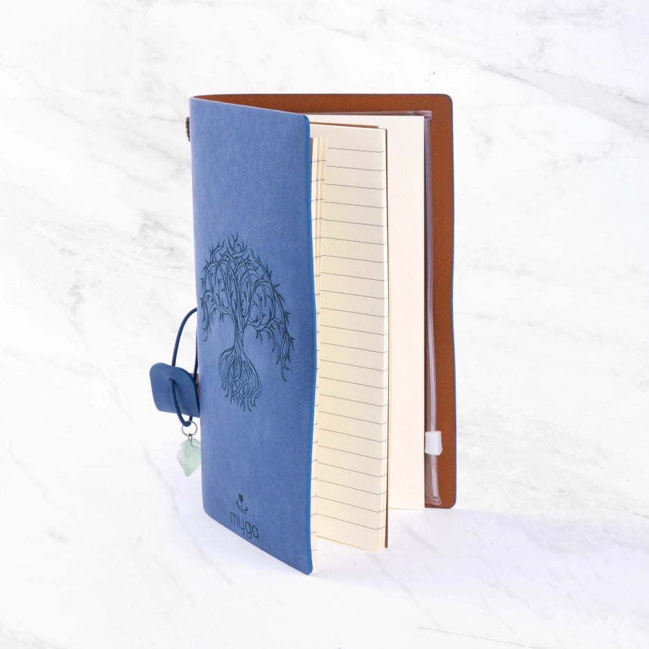 Muistikirja Tree of Life Blue with Fluorite