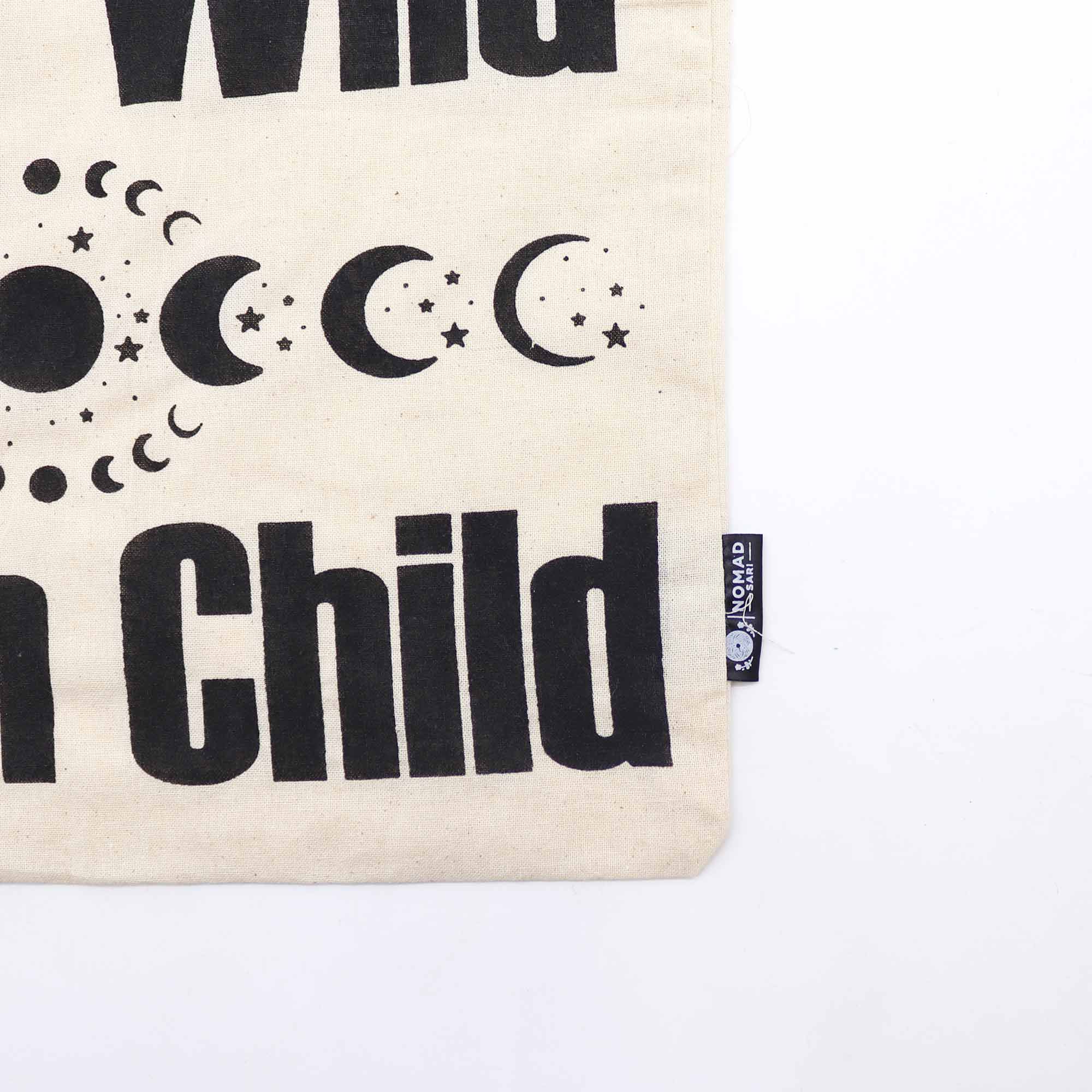 Puuvillakassi Stay Wild, Moon Child 40x26cm
