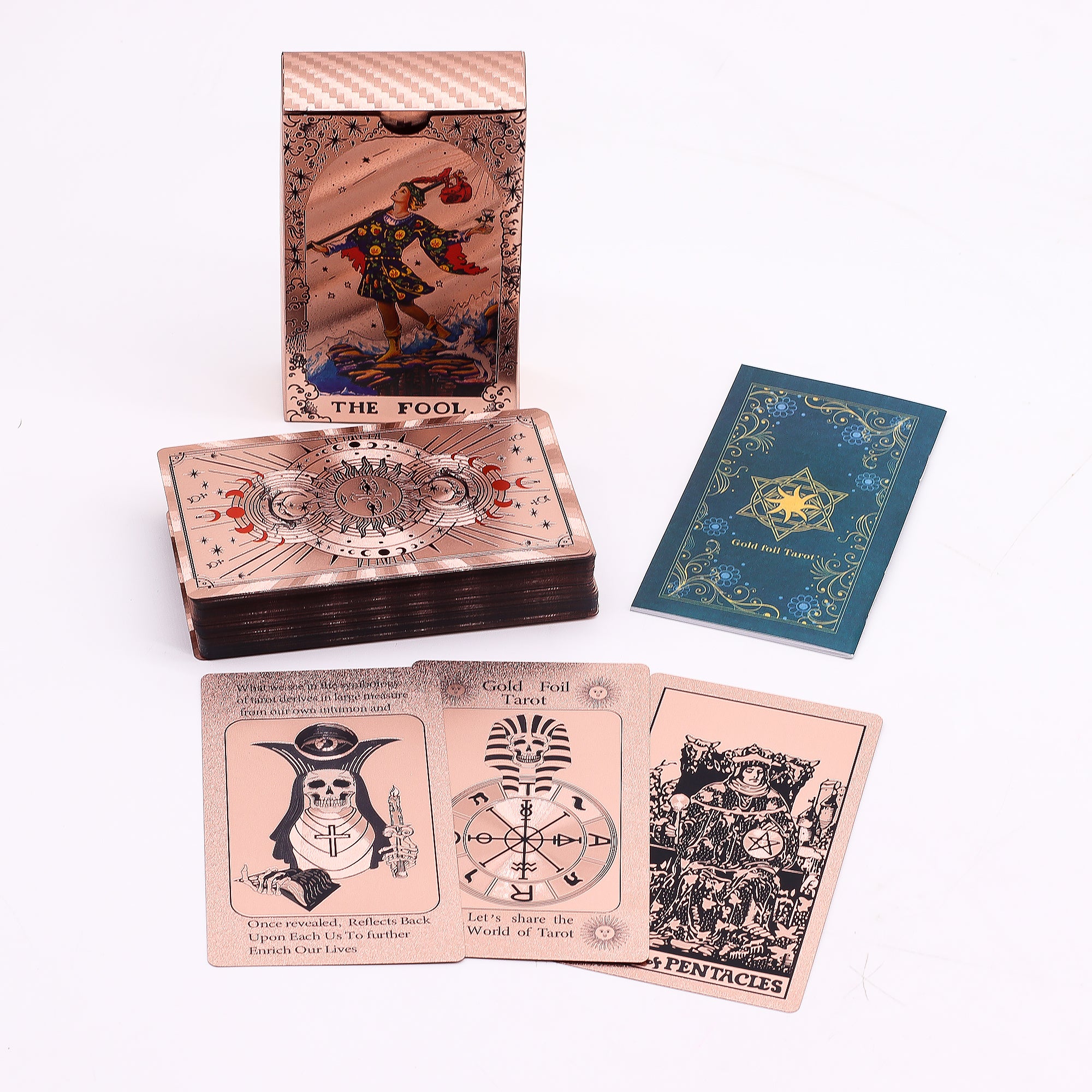 Rose Gold Foil Tarot Set - Moon Phase with Booklet