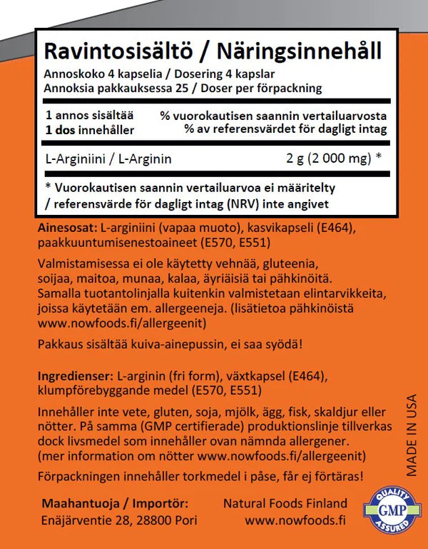 L-Arginine 500mg 100kps.
