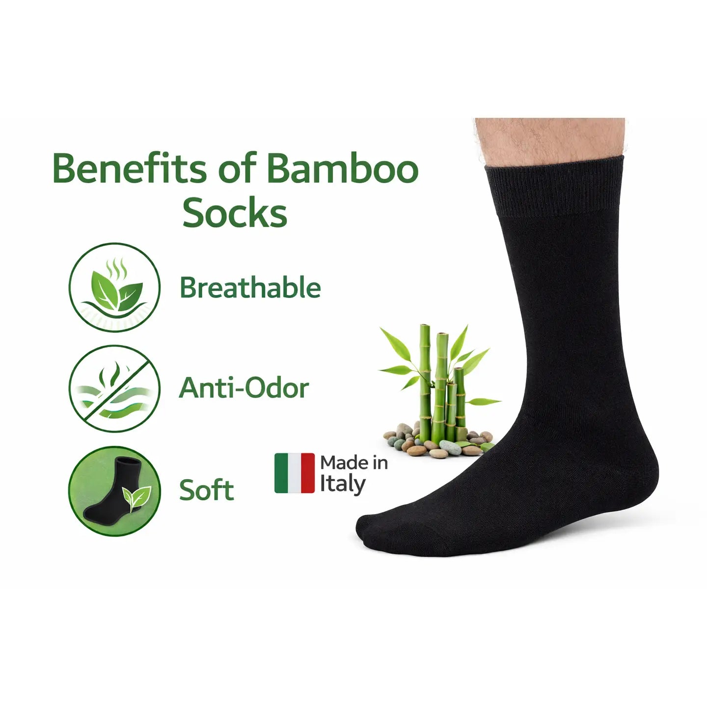 Miesten lyhyet Bambu-sukat, 3 paria