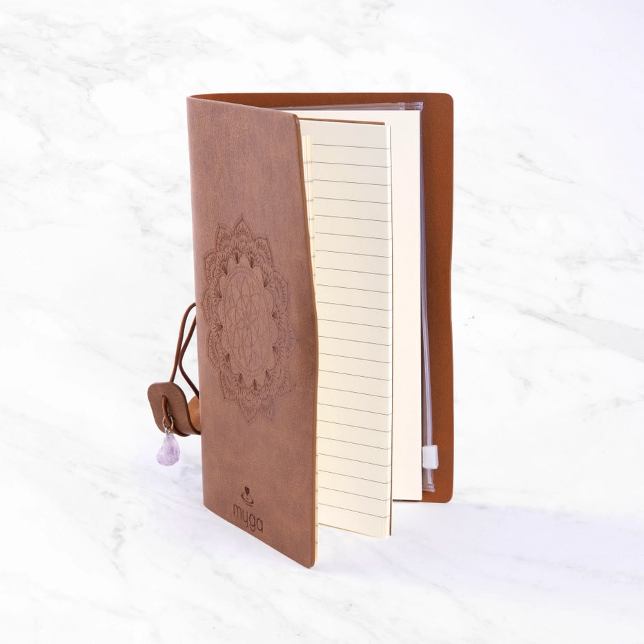 Muistikirja Magic Mandala, Brown with Amethyst