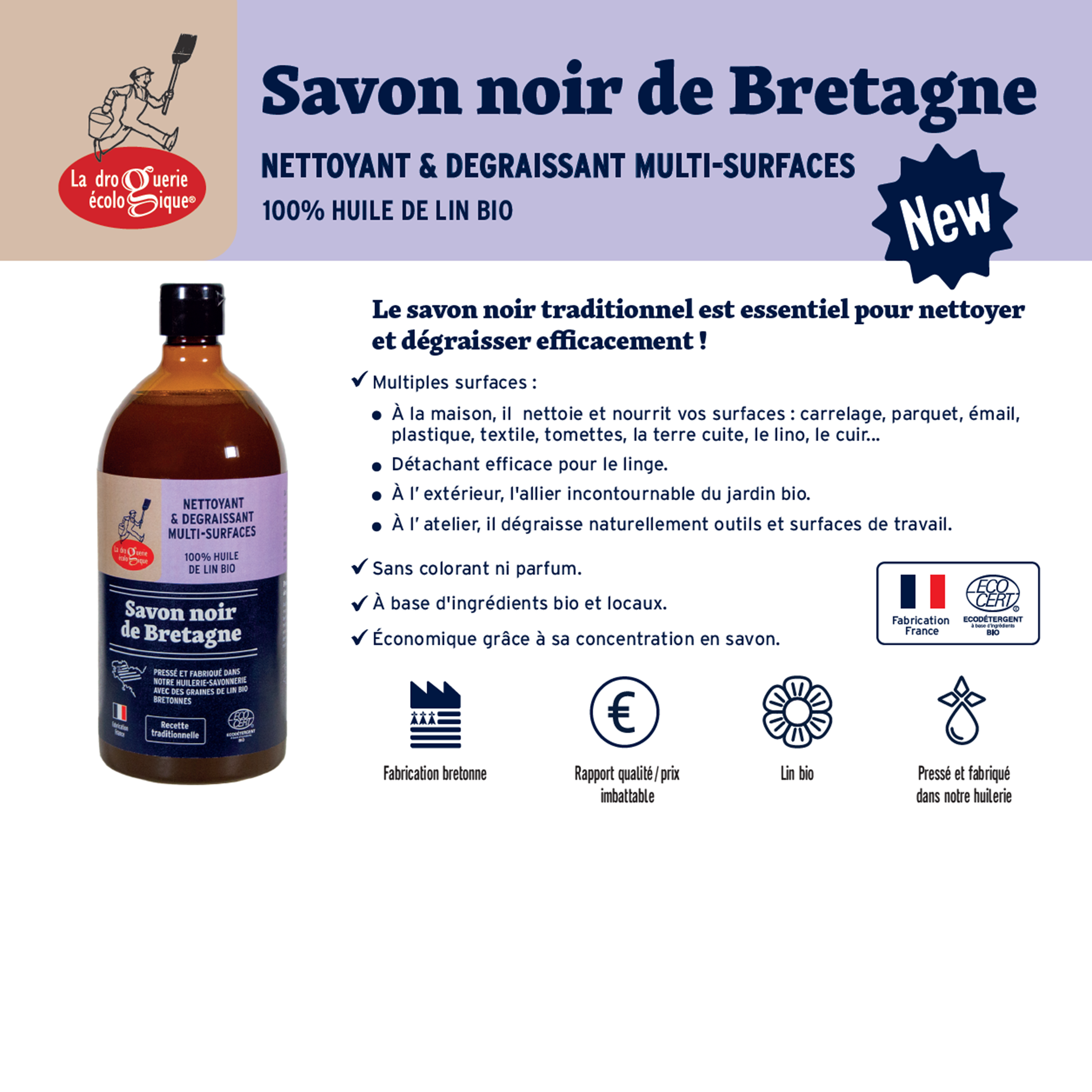 Black Soap from Brittany 1L - La Droguerie