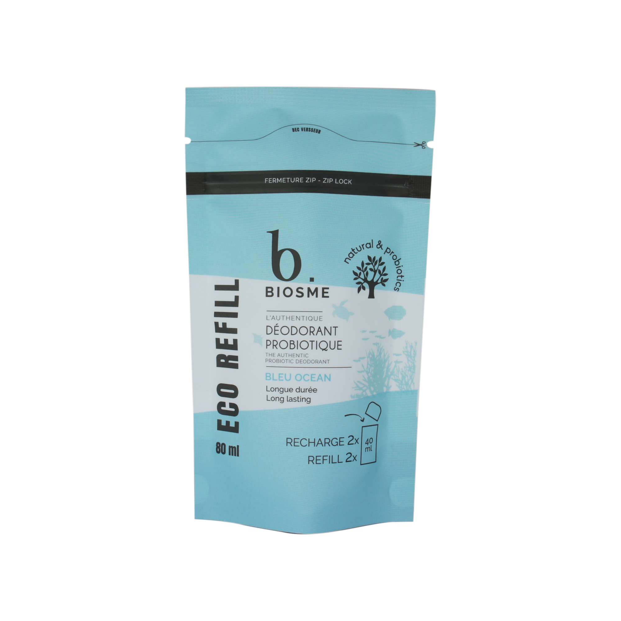 Biosme deo Bleu Ocean refill 80ml, deodoranttitäyttö