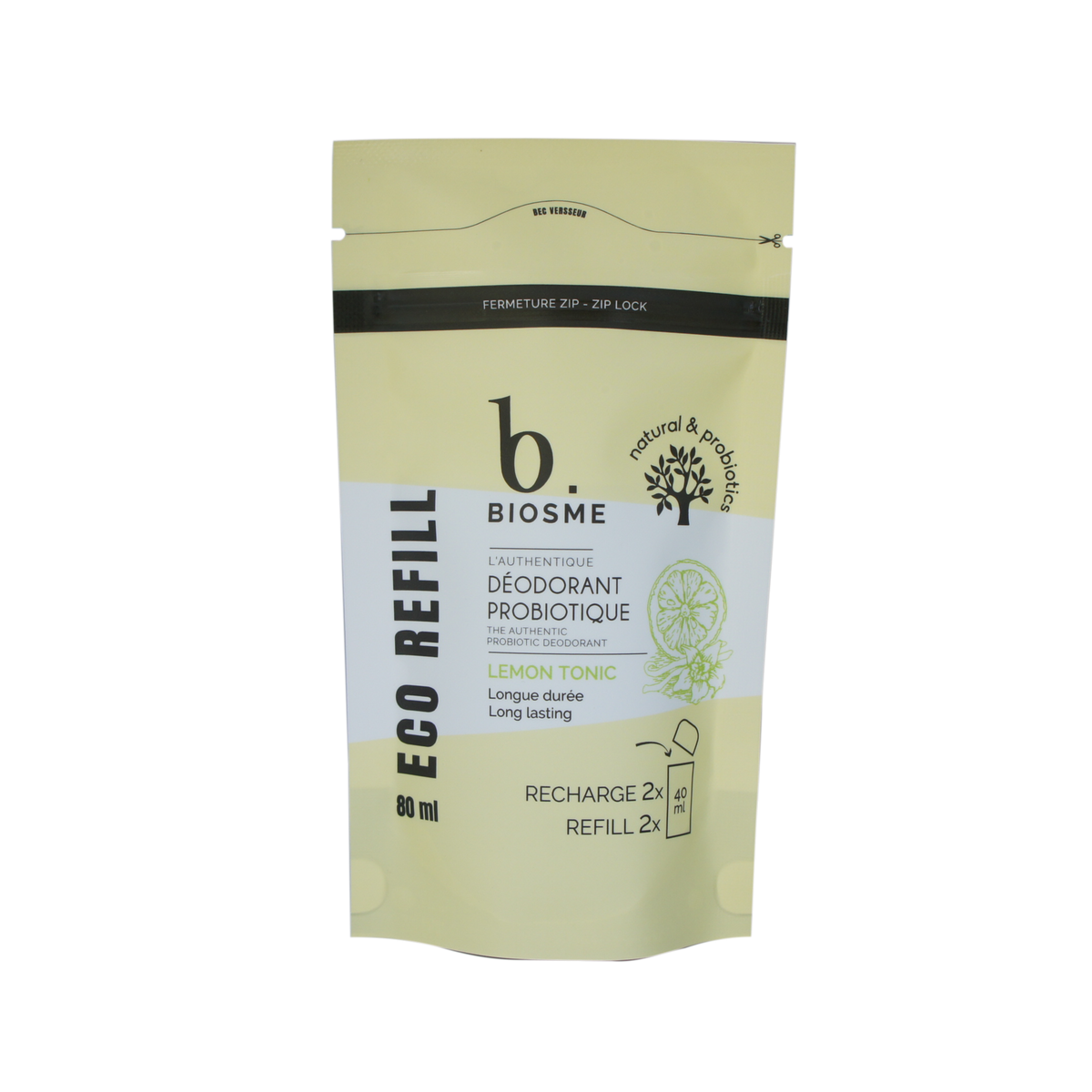Biosme deo Lemon Tonic refill 80ml, deodoranttitäyttö