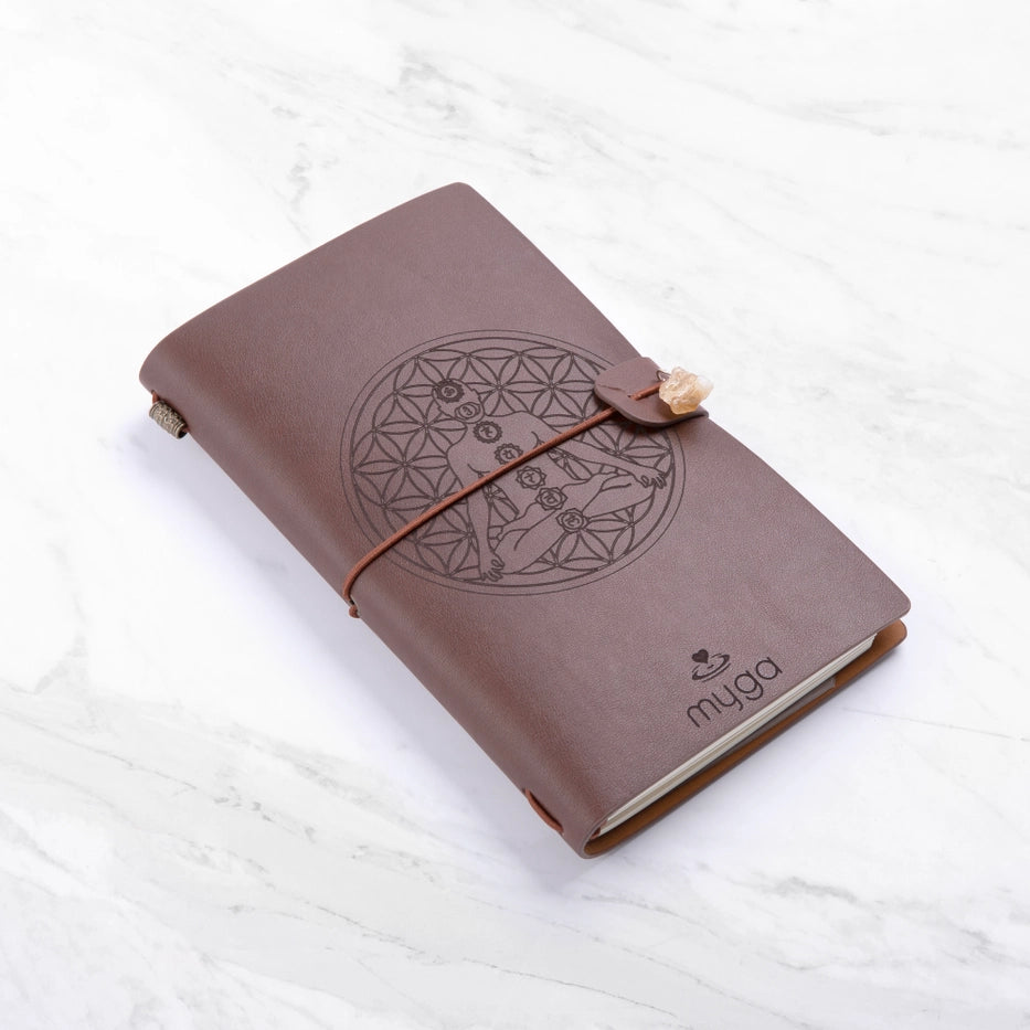 Muistikirja Meditation Chakra, brown with Citrine