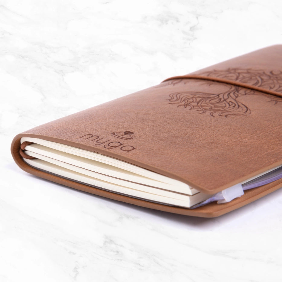 Muistikirja Tree of Life, Brown with Amethyst