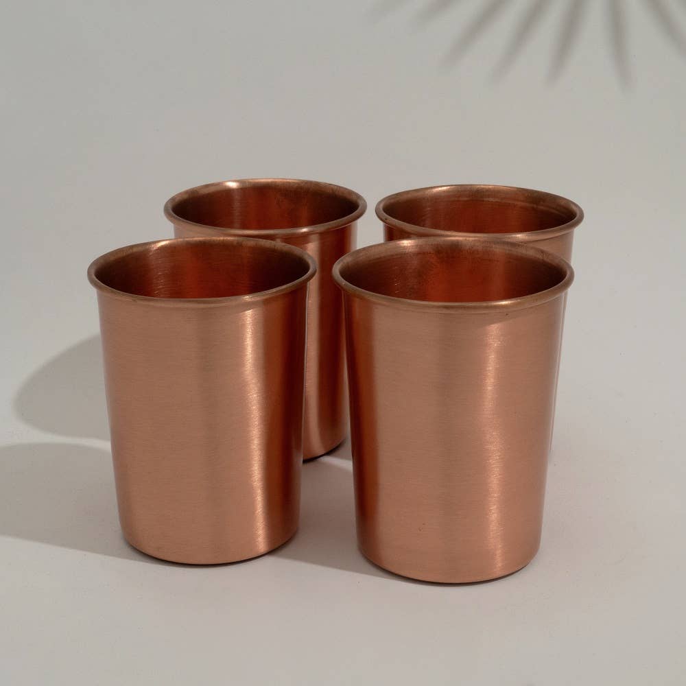 Set med ren koppar: flaska och torn, slät, cirka 950 ml, med 4 koppar