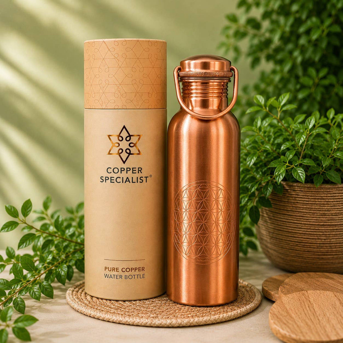 Elämänkukka-kuparipullo 750 ml
