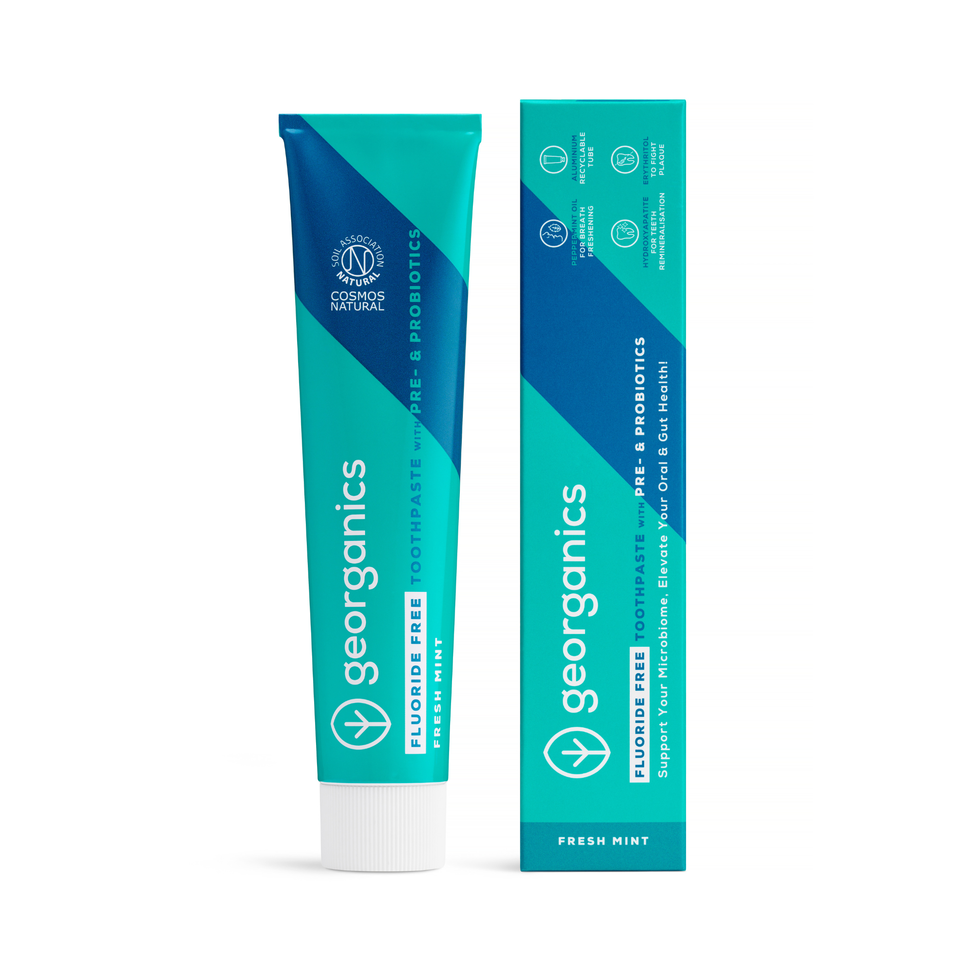 Georganics Pre & Probiotic Hammastahna – Fresh Mint 75 ml (Fluoriton)