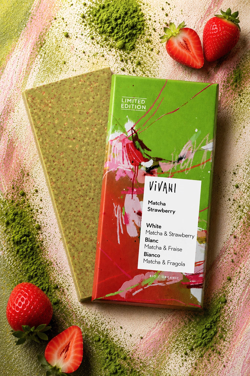 Vivani Luomu Matcha Mansikka valkosuklaa 80g