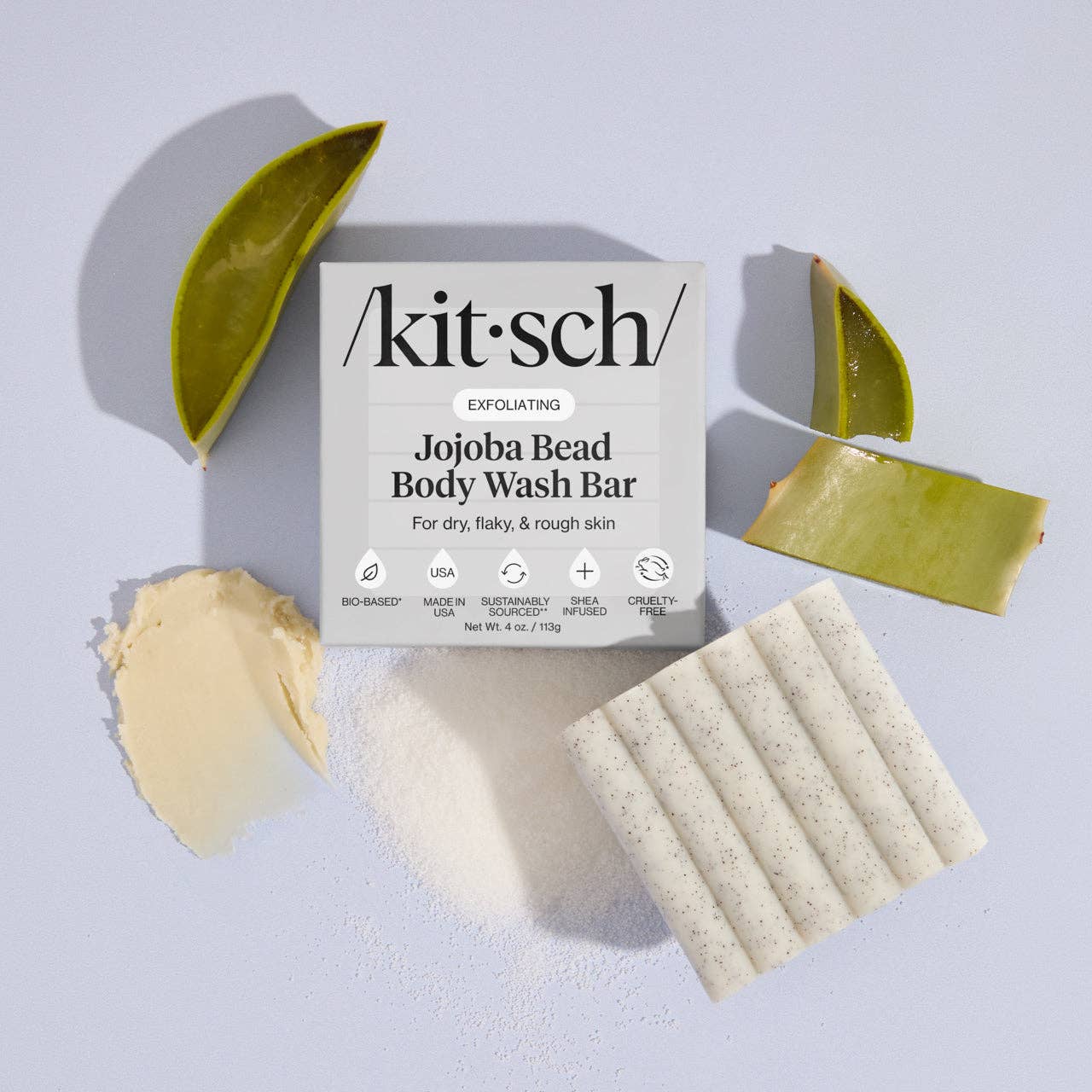 Kitsch Jojoba Bead Exfoliating Body Wash Bar - Kuoriva palasaippua