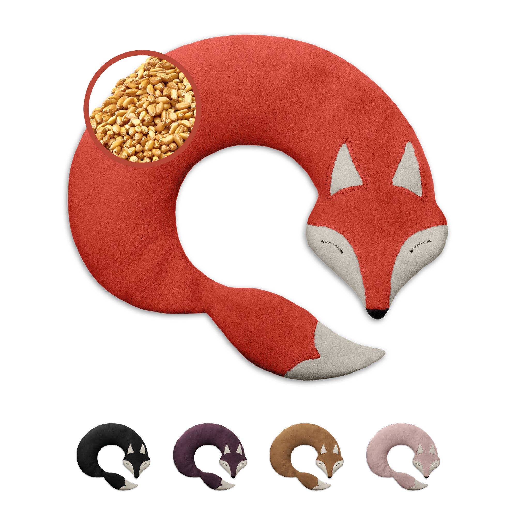 Organic grain pillow for microwave, neck heating pad fox: Goldbraun