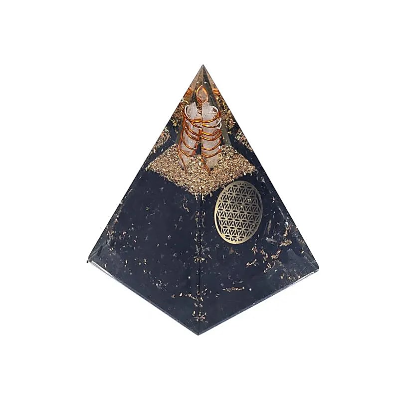Orgoniittipyramidi Turmaliini Elämänkukka - 5x5x8cm