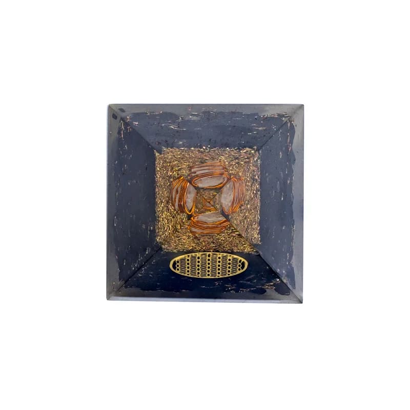 Orgoniittipyramidi Turmaliini Elämänkukka - 5x5x8cm