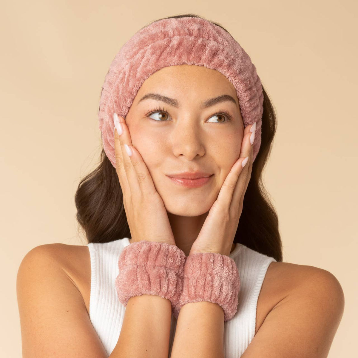 Kitsch spa-pannband och handledsband 3 delar – Terracotta