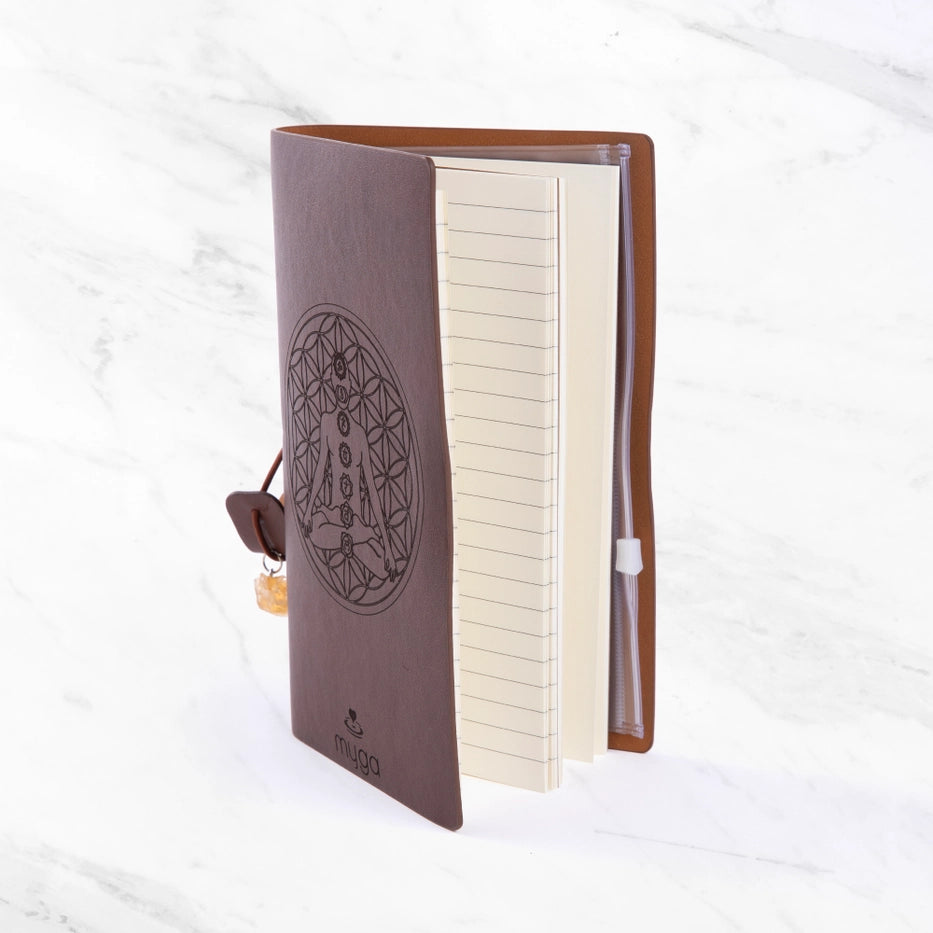 Muistikirja Meditation Chakra, brown with Citrine