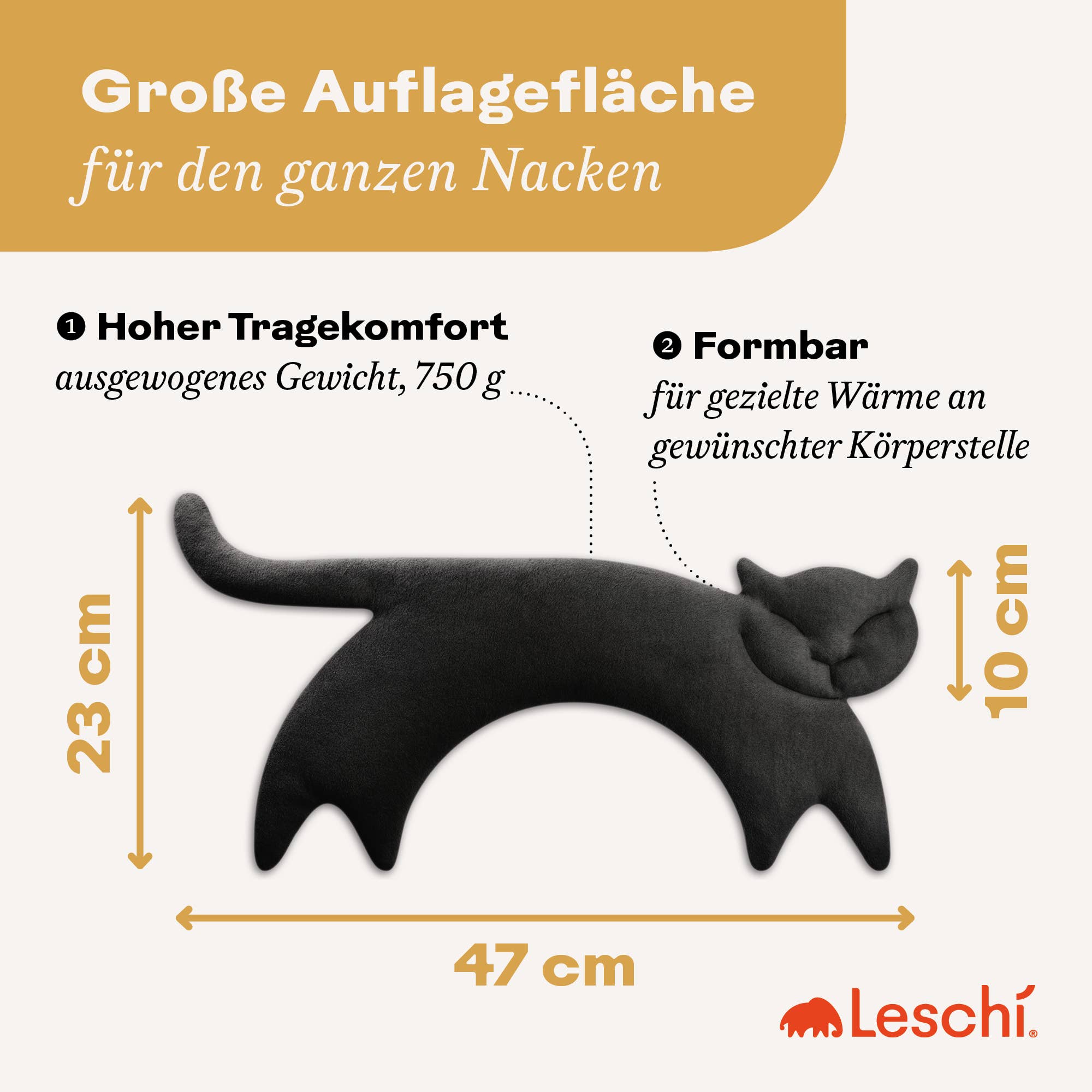 Leschi kissa – vehnätyyny 23 × 47 cm - luomupuuvilla