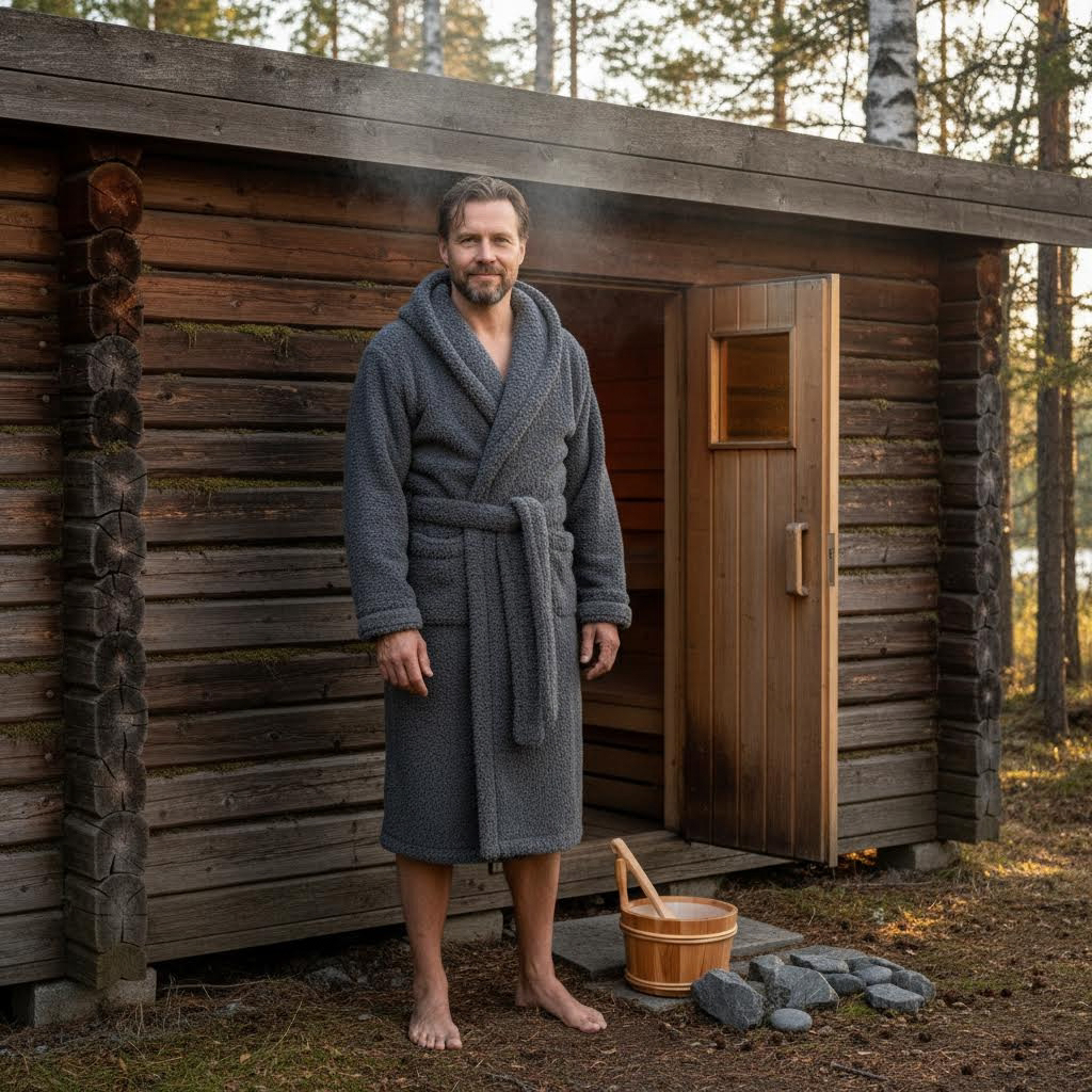 Morgonrock Basic, mörkgrå