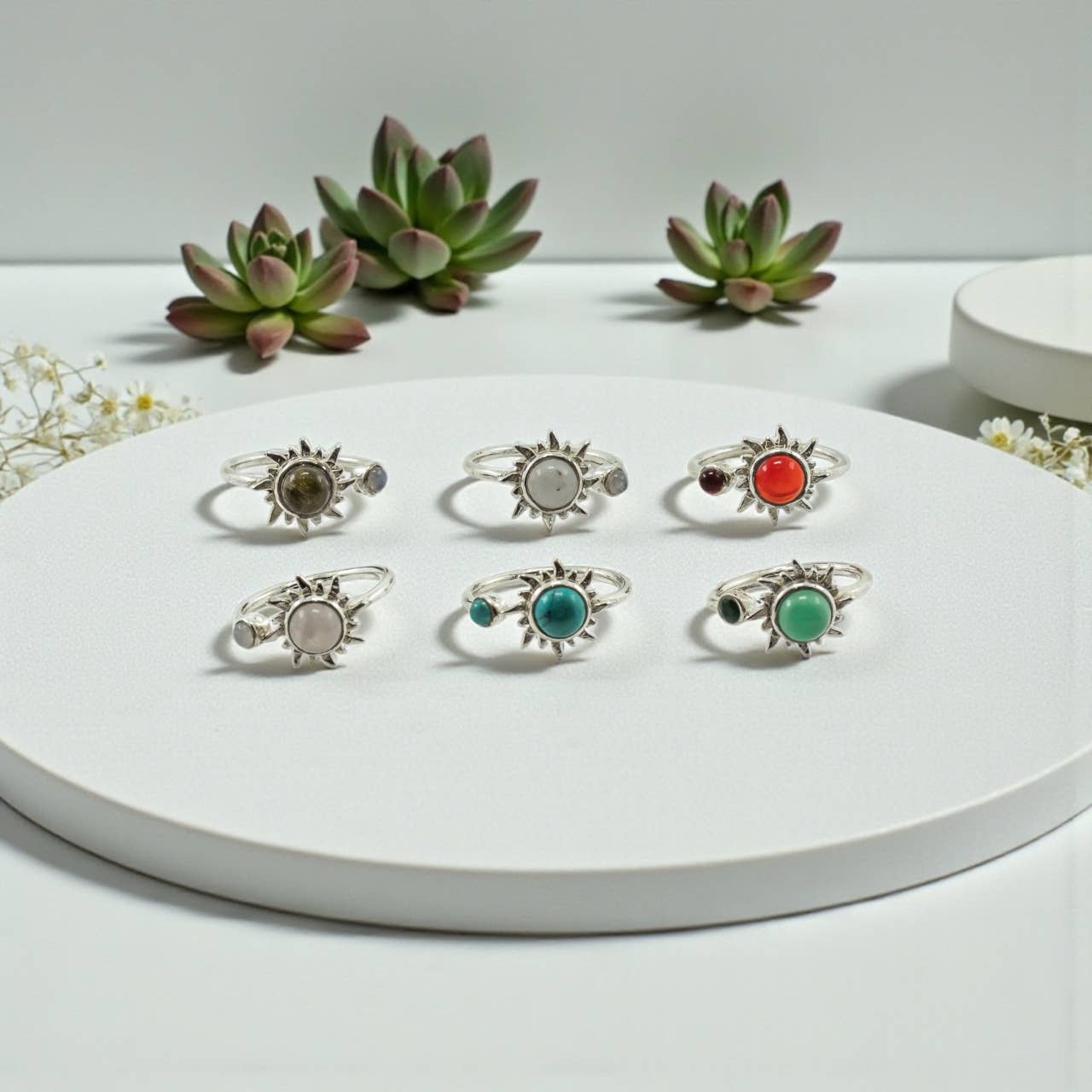 Luonnonkivi-sormussetti (6 kpl)