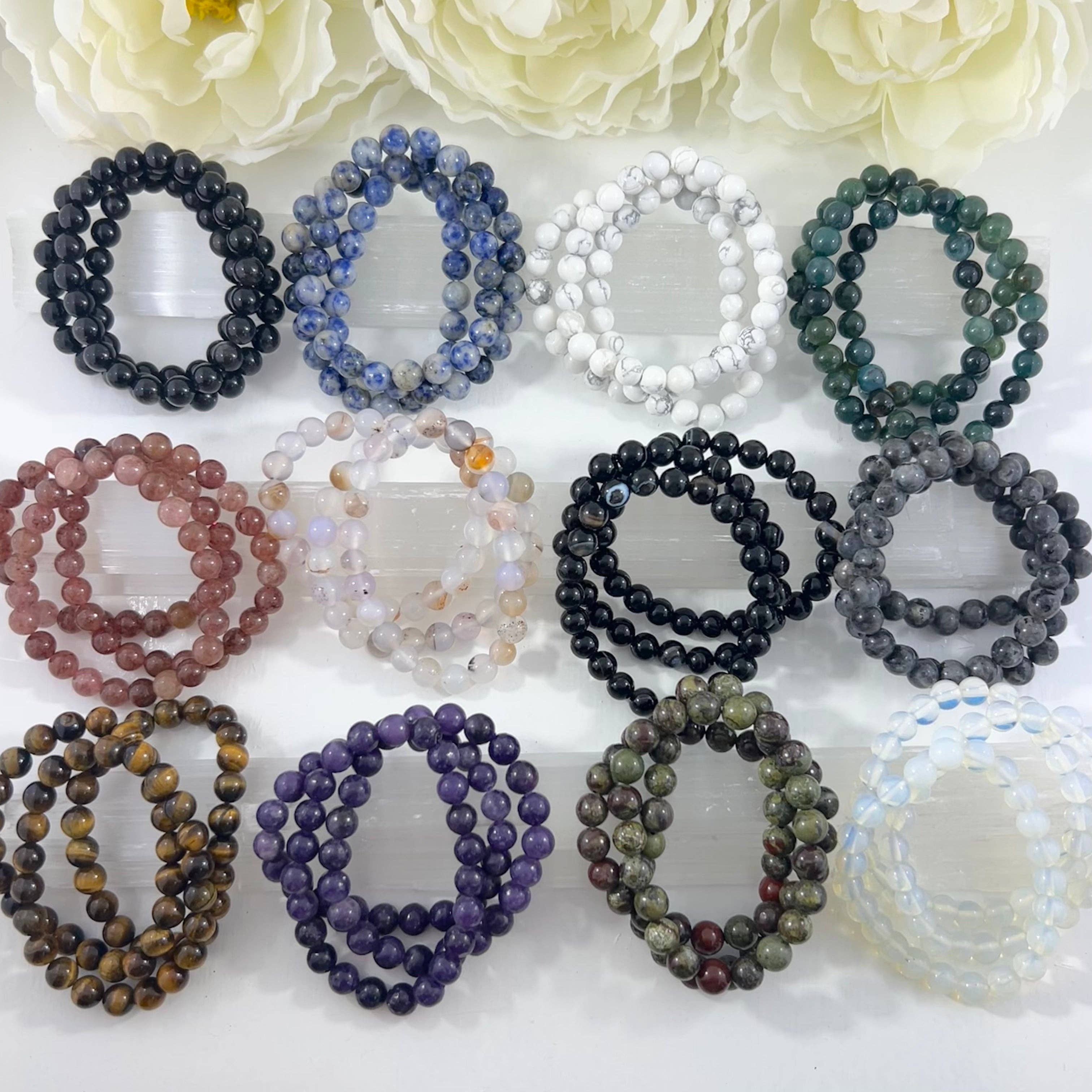 Gemstone Bracelets 8mm: Black Lava