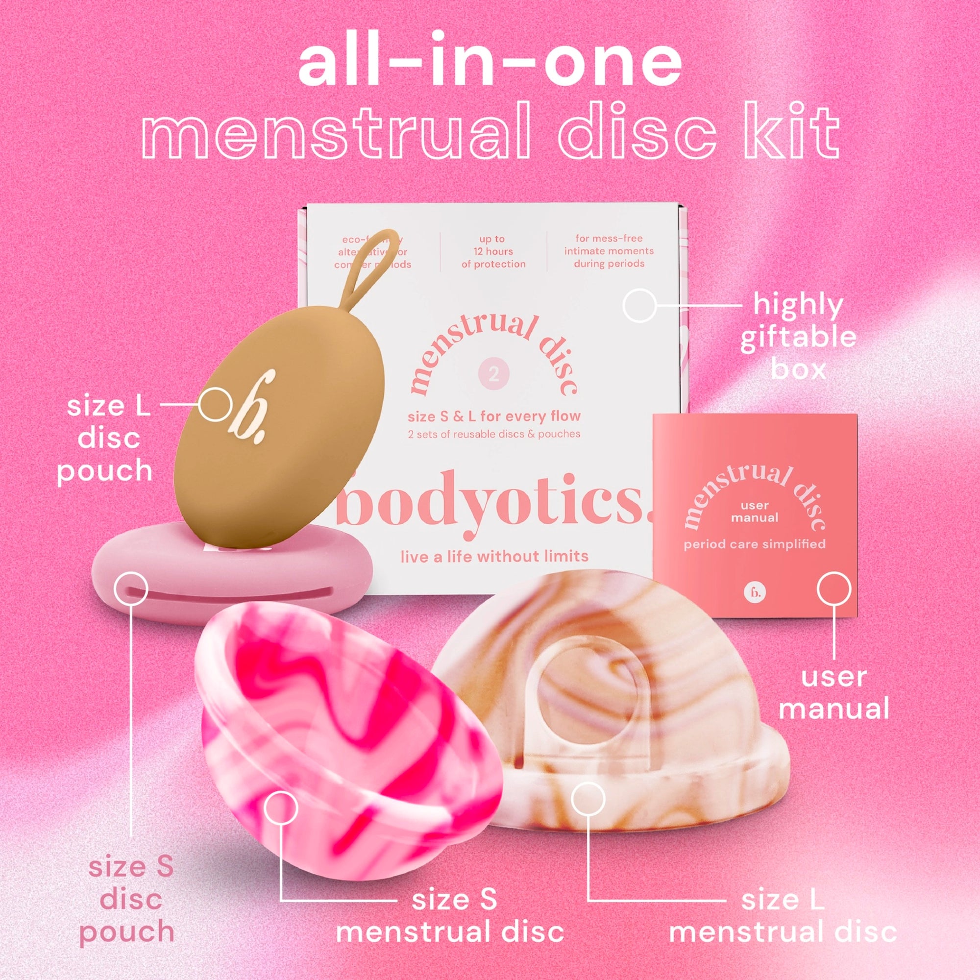 Kestokuukautissuoja 2kpl, S & L - Beige-pinkki