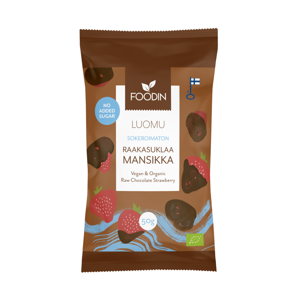 Foodin - Raakasuklaamansikka (L) 50g, sokeriton