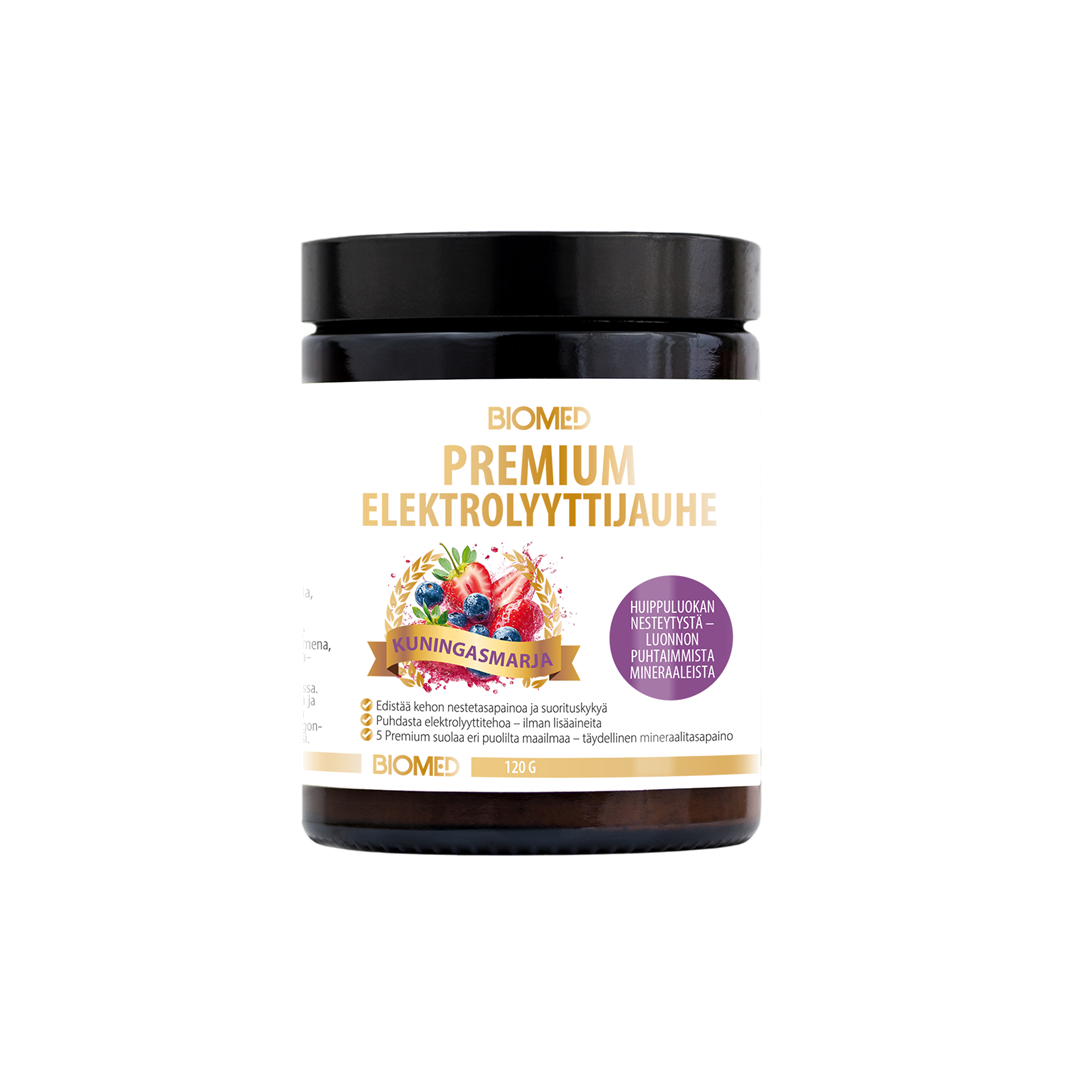 Biomed Premium Elektrolyyttijauhe Kuningasmarja 120g