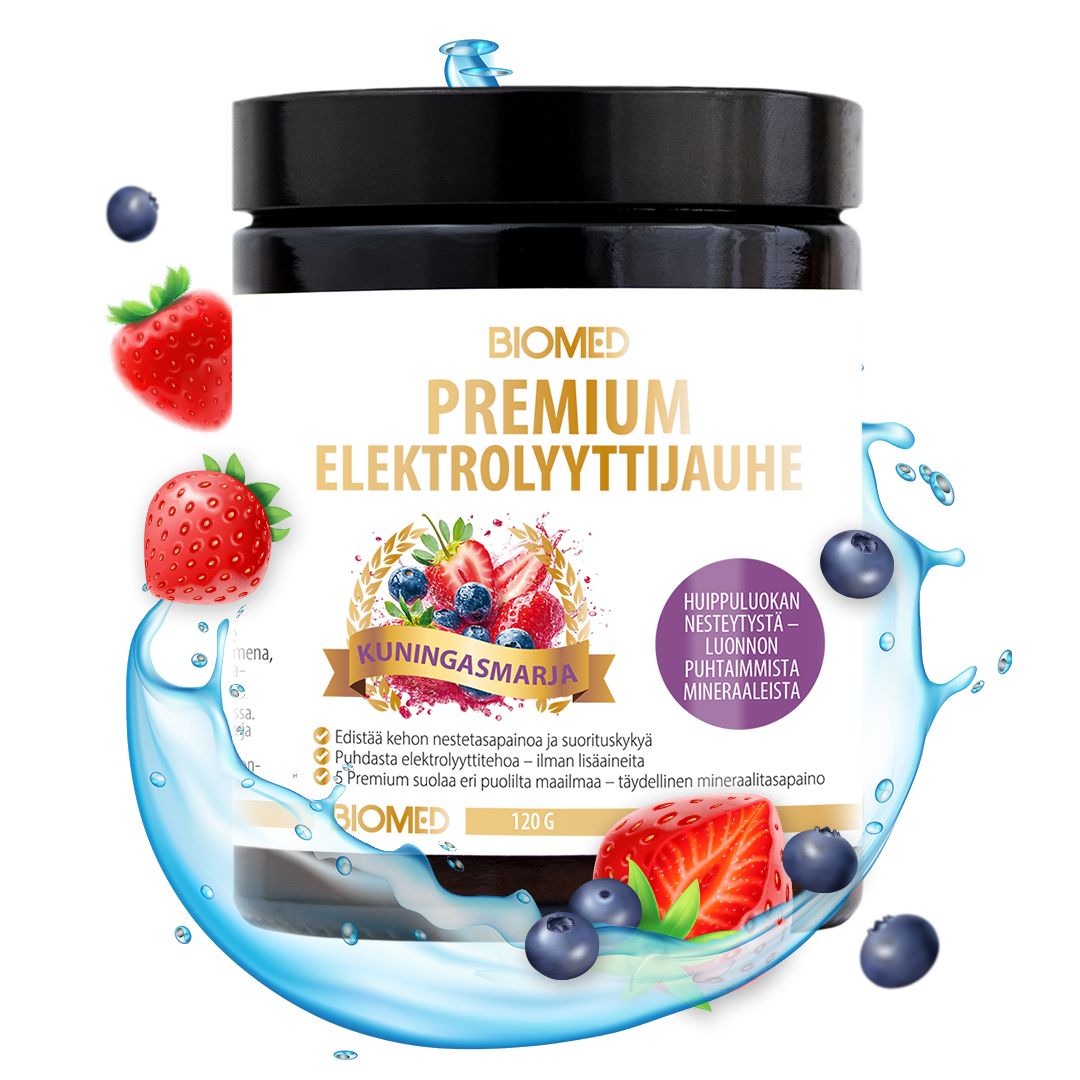 Biomed Premium Elektrolyyttijauhe Kuningasmarja 120g