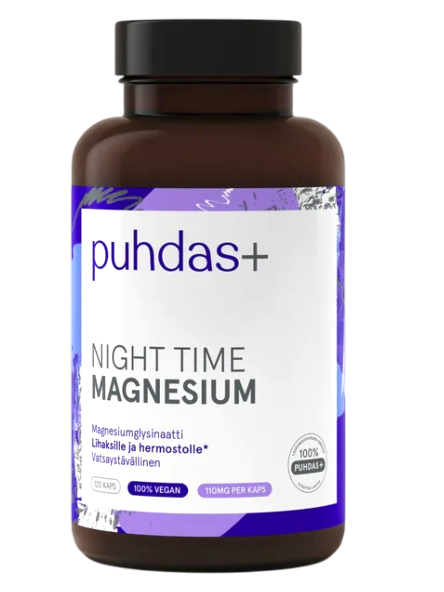 puhdas+ Night Time Magnesium 120 kapslar - Magnesiumbisglycinat